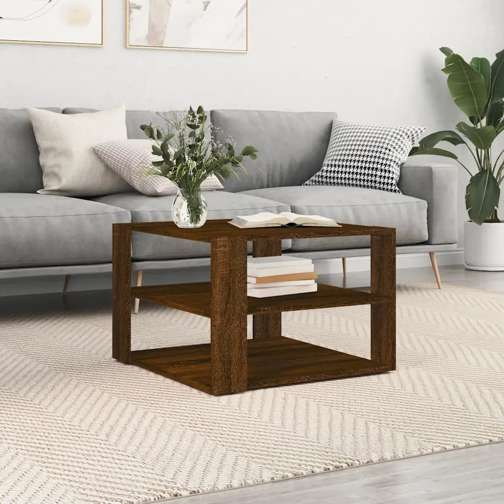 Tavolino Salotto-Tavolino da soggiorno-Tavolo Rovere Marrone 58x58x40 Legno Multistrato