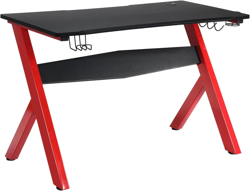 Scrivania da gaming, scrivania ergonomica per computer, tavolo videogiochi con porta bicchiere porta cuffie e tappetino per il mouse, postazione da gamer