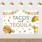 Decorazione di Festa Tacos e Tequila - Banner di Fondo 1,5 x 1 m - Festa con Tema Messicano - Cinco de Mayo - Taco Martedì - Progetto Visivamente Accattivante