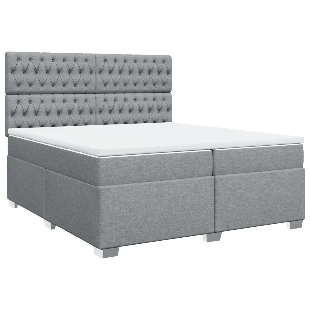Giroletto a Molle con Materasso Grigio Chiaro 200x200cm Tessuto