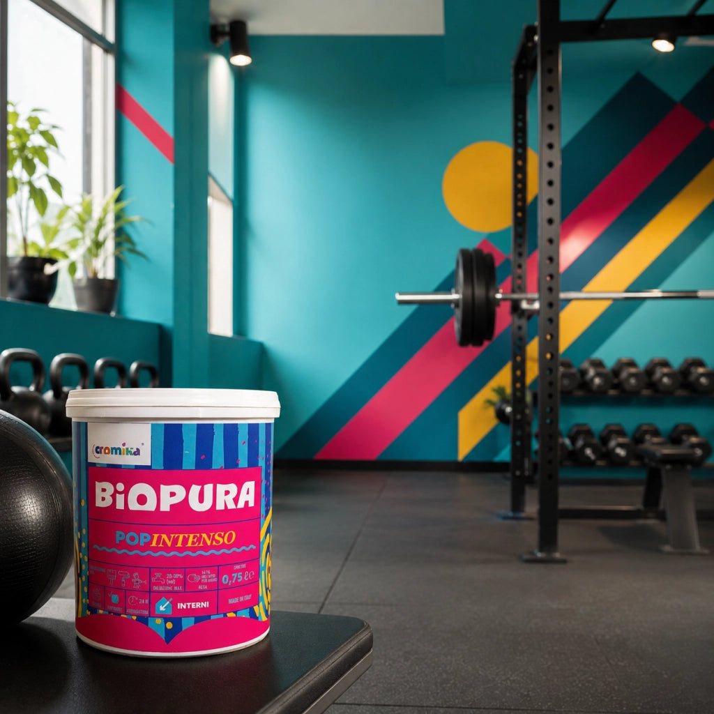 Popintenso palestra e decori interni pittura murale lavabile e coprente cromika *** formato 0,750 lt, colore- azzurro...