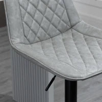 Set 2 Sgabelli da Bar Girevoli, Altezza Regolabile 86–106 cm, Pelle Sintetica, Schienale e Poggiapiedi, Grigio