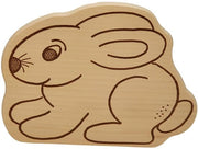 Scatola da colazione per bambini con pannello in legno con motivo coniglio, dimensioni ca. 21x16x1cm