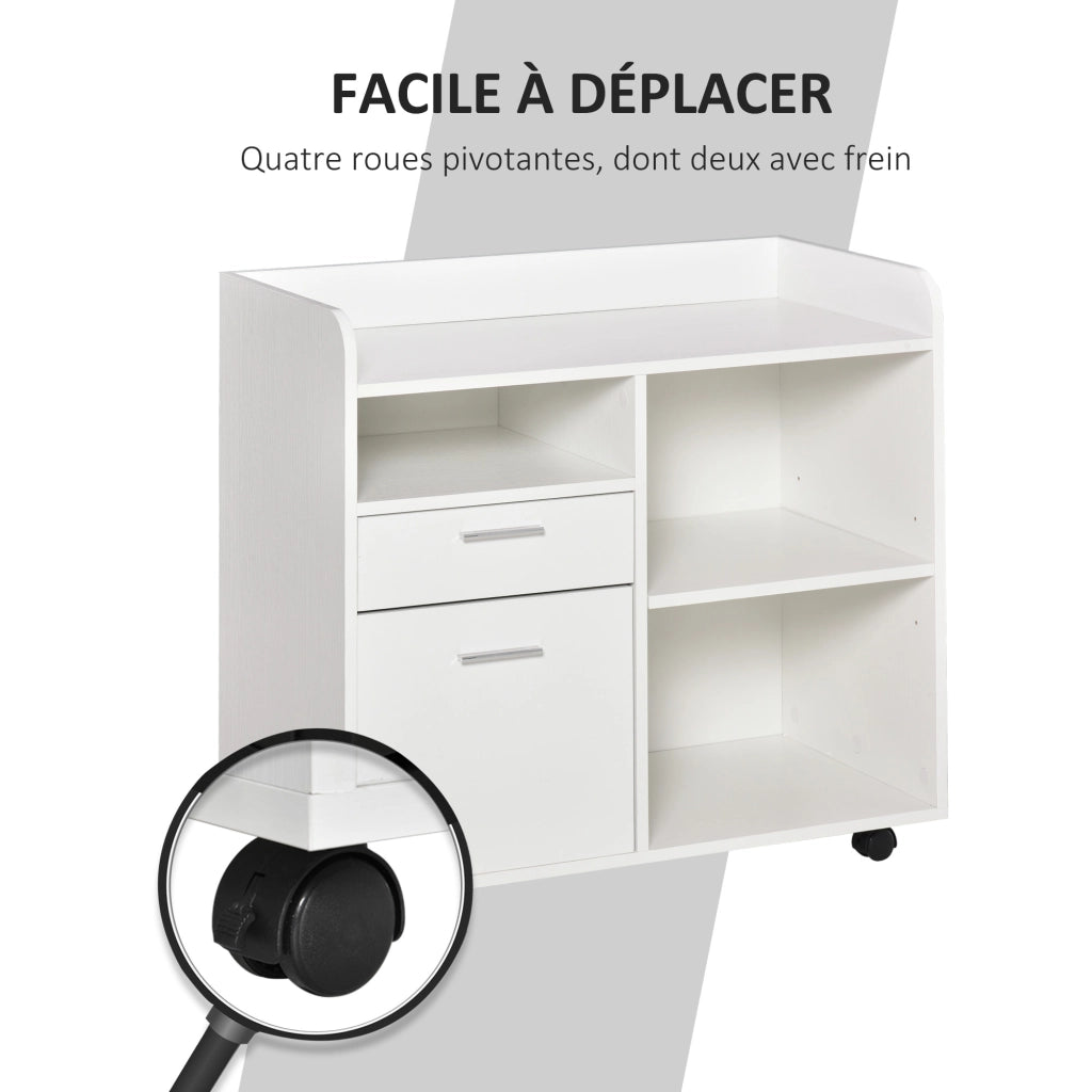 Carrello porta stampante ¨C zephmum ¨C 80x40x72 cm in legno bianco