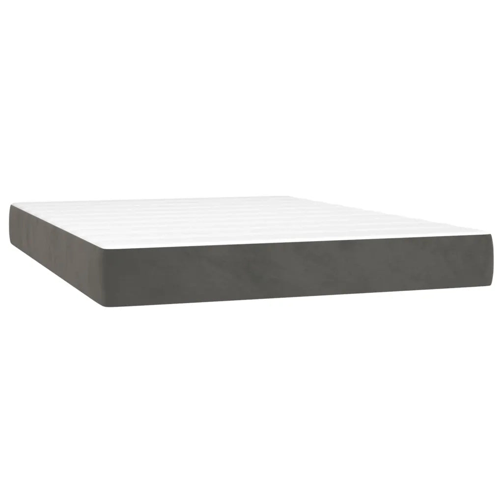 Giroletto a Molle con Materasso Grigio Scuro 140x190 cm Velluto 3132616