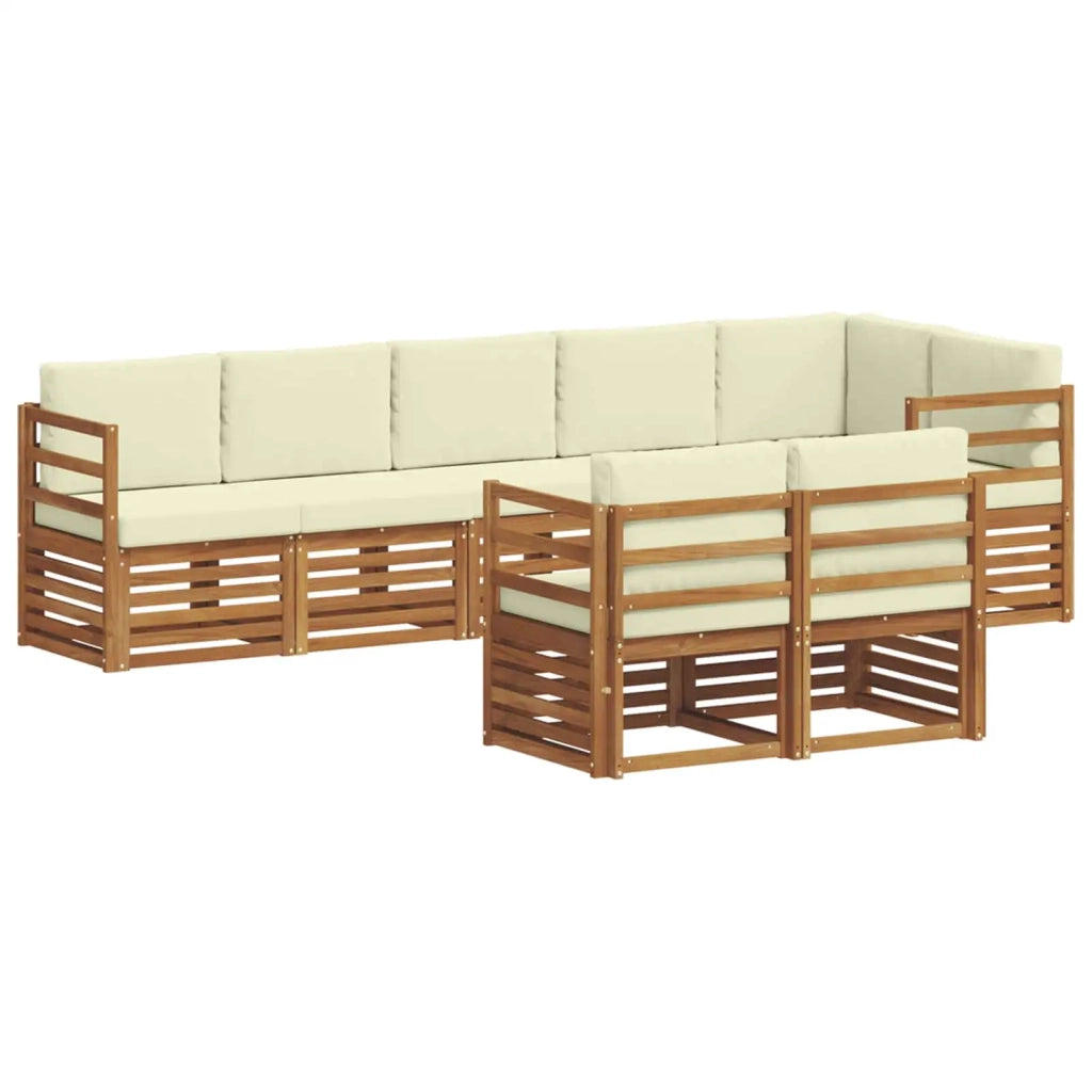 Set di divani da esterno 8 pz Naturale e Crema Poliestere 3374990