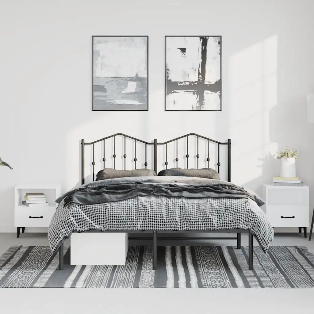 Giroletto con Testiera in Metallo Nero 135x190 cm