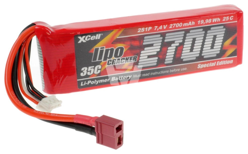 XCell LiPo Cracker 7,4 V/2700 mAh 2S1P, 35C, presa a T