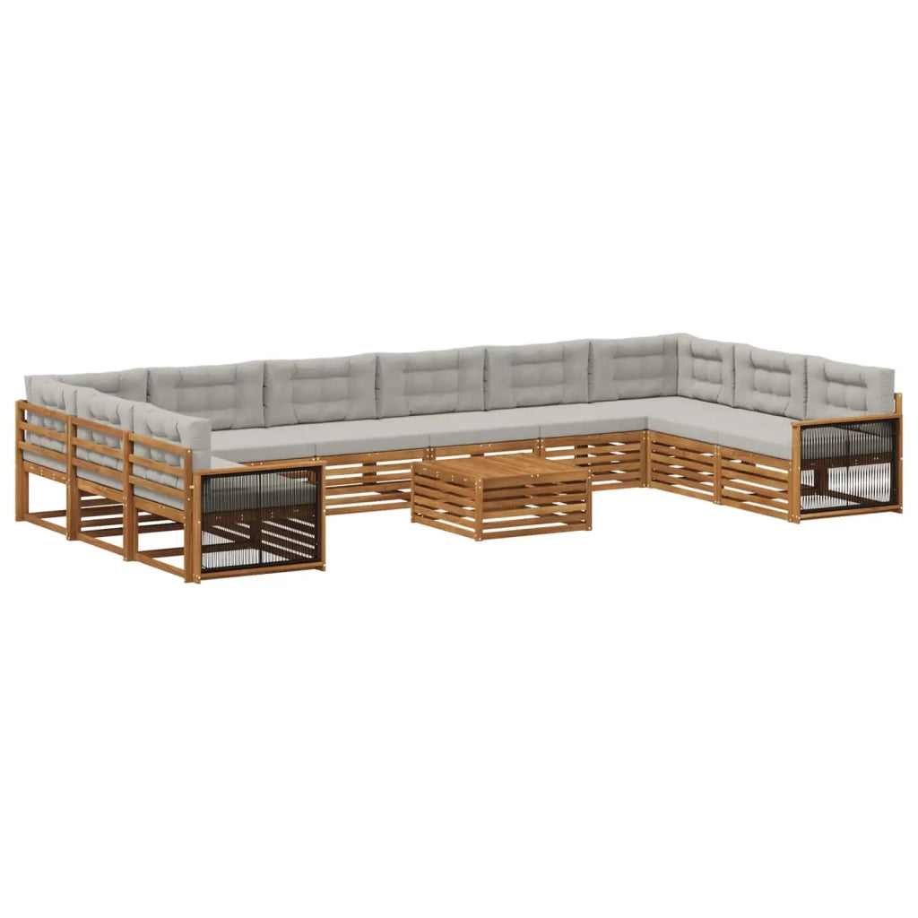Set divani con cuscino 11 pcs Legno di Acacia Massello