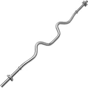 Trade Shop - Bilanciere Curl Curvo Ondulato 150cm Con Ferma Dischi Per Sollevamento Pesi -