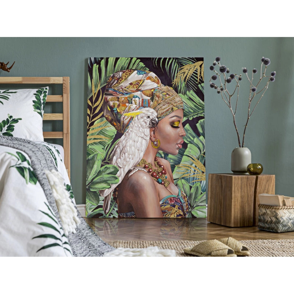 Stampa su Tela Tropicale 2, Multicolore, Legno, 120x3x90 cm