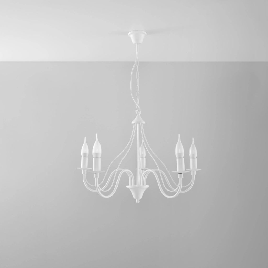 Lampadario Crimson Minerwa in acciaio bianco a 5 luci E14 LED Max 10W