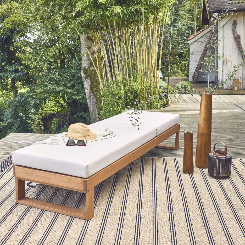 Lettino prendisole in legno di eucalipto multiposizione, beige