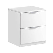Comodino Artiglio, Comodino moderno a 2 cassetti, Tavolino da notte, ComÒ² basso per camera da letto, cm 38x34h45, Bianco