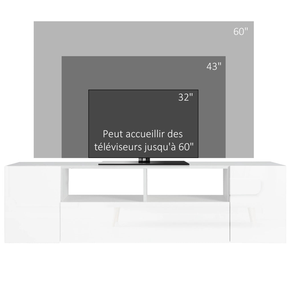 Mobile TV con luci LED ¨C zephmum ¨C bianco 137x35x42 cm