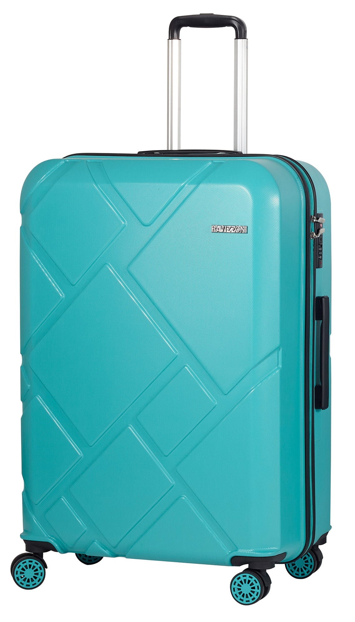 Set 3 Valigie Trolley Rigide in ABS 4 Ruote TSA Ravizzoni Mango Turchese