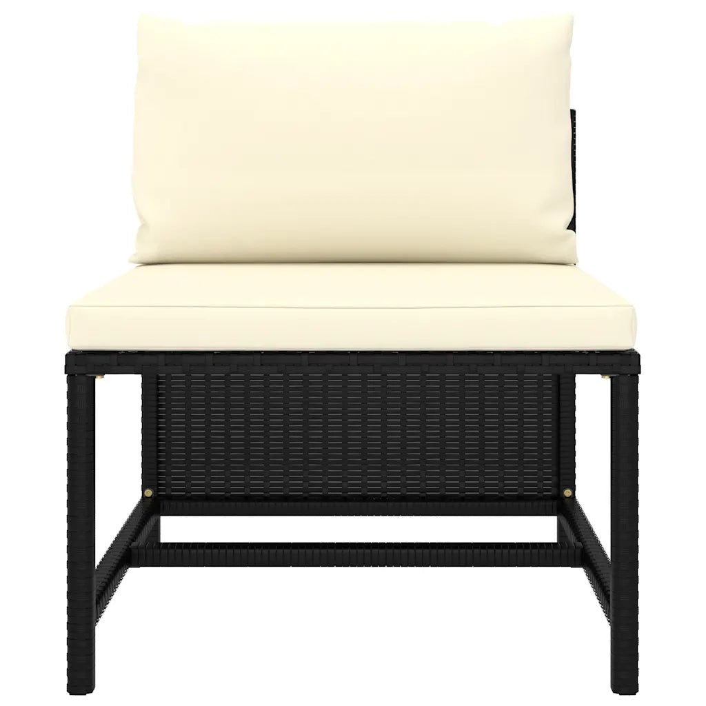 Set Divani da Giardino 6 pz | Set Salotto da Giardino con Cuscini in Polyrattan Nero