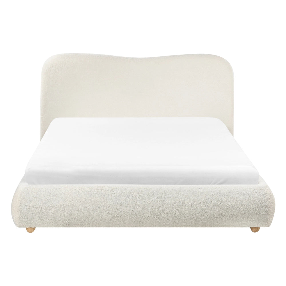 Letto matrimoniale con contenitore 140 x 200 cm bouclé bianco sporco stile minimalista