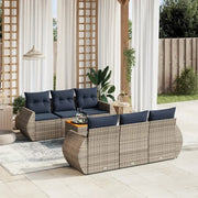 Set Divani da Giardino 7 pz con Cuscini Grigio in Polyrattan 3224899