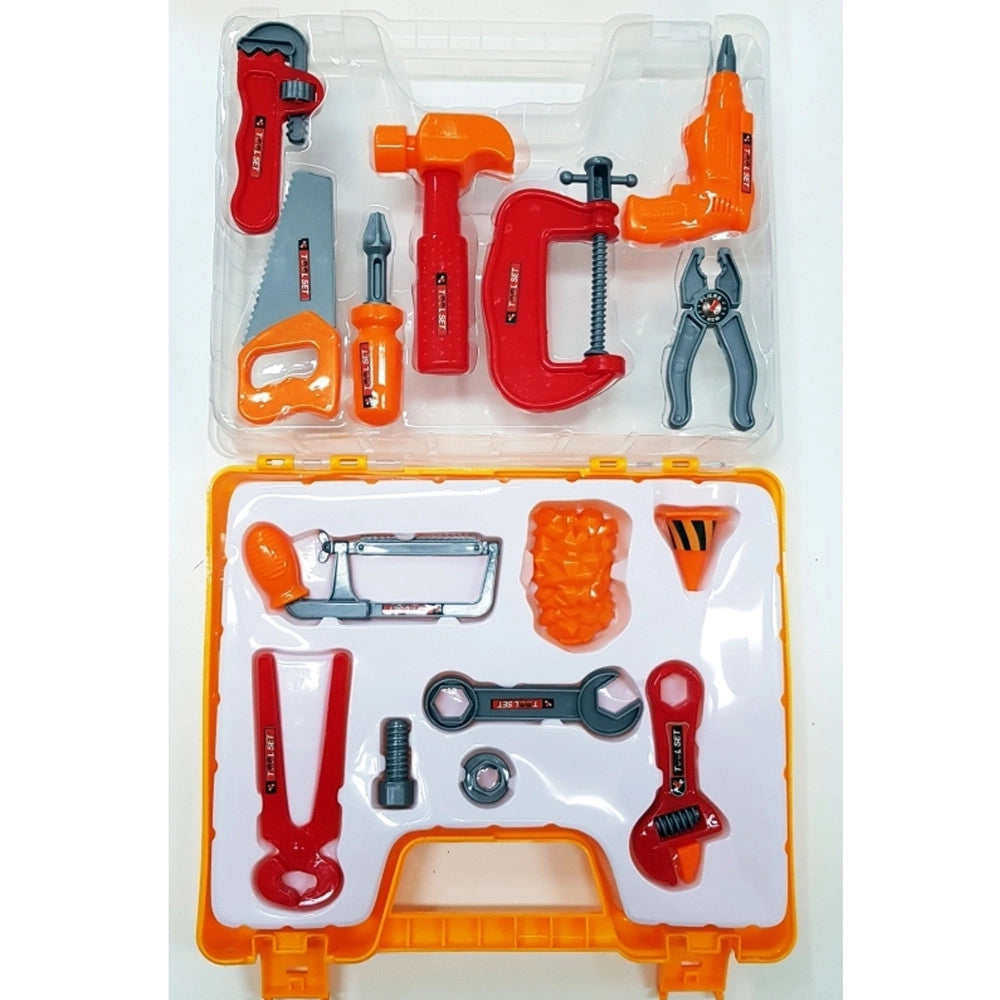 Trade Shop - Valigetta Set 15 Pezzi Attrezzi Da Lavoro Trapano Sega Crick Pinza Morsetto -