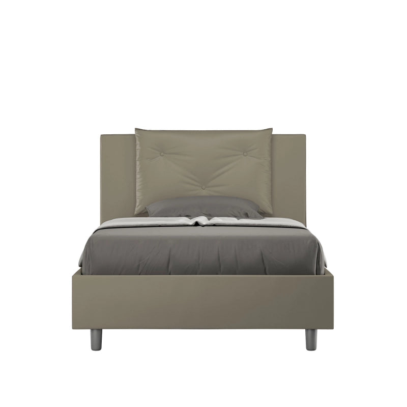Letto imbottito 1 piazza e mezza 120x200 cm Appia - Similpelle,Cappuccino,Contenitore