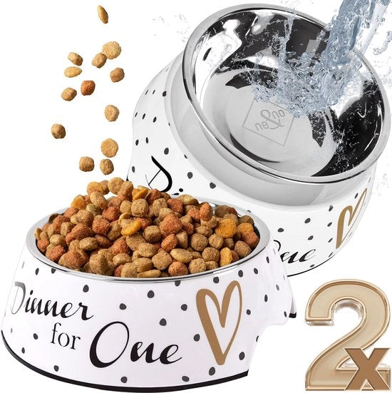 Set di 2 ciotole per piccoli cani, gatti o cuccioli [Design unico] Ciotola antiscivolo per cani | Ciotola per cani (dimensione: S / 170 ml) | Ciotola per gatti | Bacino per gatti | Ciotola per cani