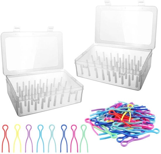 Organizzatore per 42 bobine di filo - Set di 2 - Materiali trasparenti - Kunststof - 24 supporti per filo - Naaigaren.