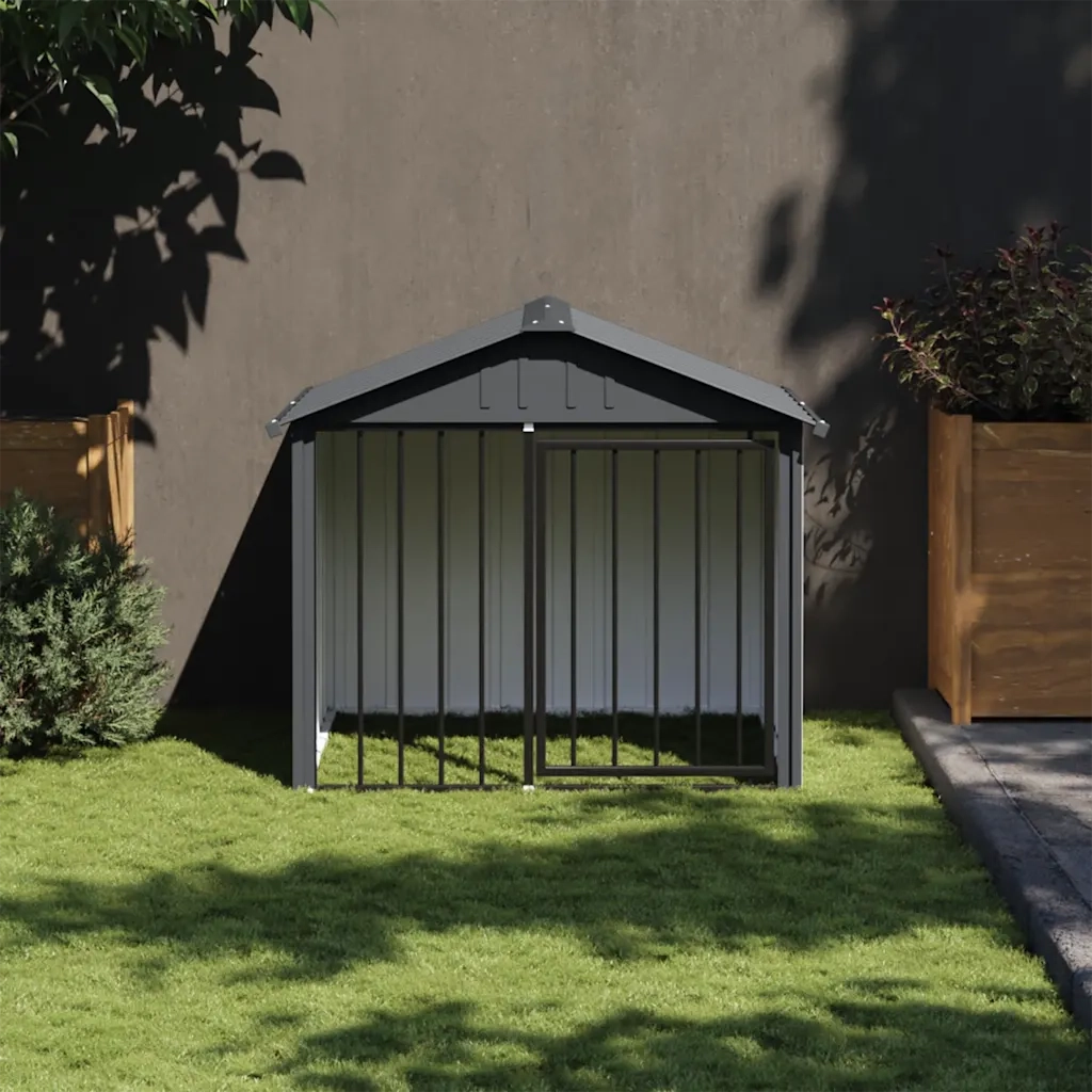 Casetta per Cani con Tetto Nero 117x103x102 cm Acciaio Zincato 172346
