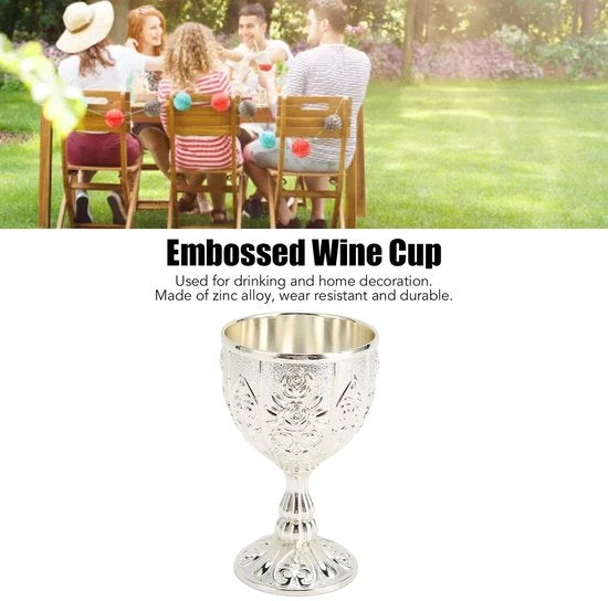 Calice da vino Vintage - Stile Retro - Rame zigrinata - Disegno a fiori inciso - Sostenibile - Resistente all'usura - Calice da vino