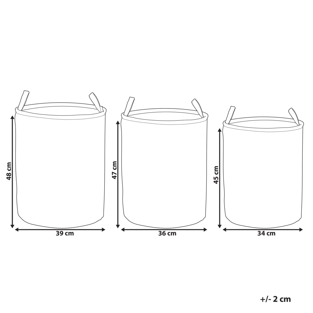 Set di 3 ceste portaoggetti in cotone bianco con copertura a coulisse Cestino per la biancheria Accessori pratici