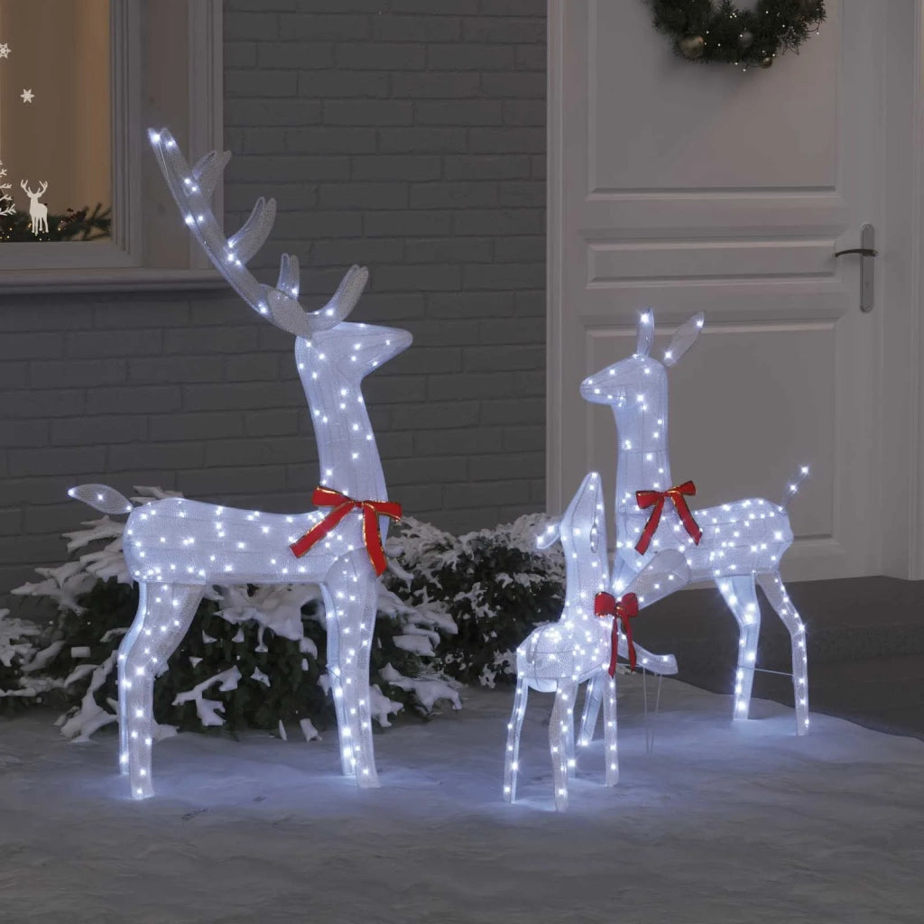 Famiglia di renne 3 pcs Bianco freddo 68 x 26 x 127 cm Tessuto