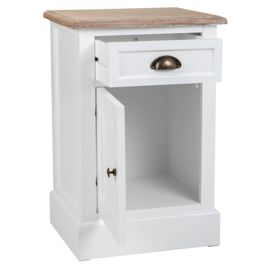 Comodino in legno bianco 41,5x35x63