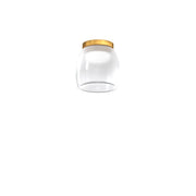 Plafoniera Contemporanea Drum Metallo Oro Vetro Bianco 1 Luce Led 8W Calda