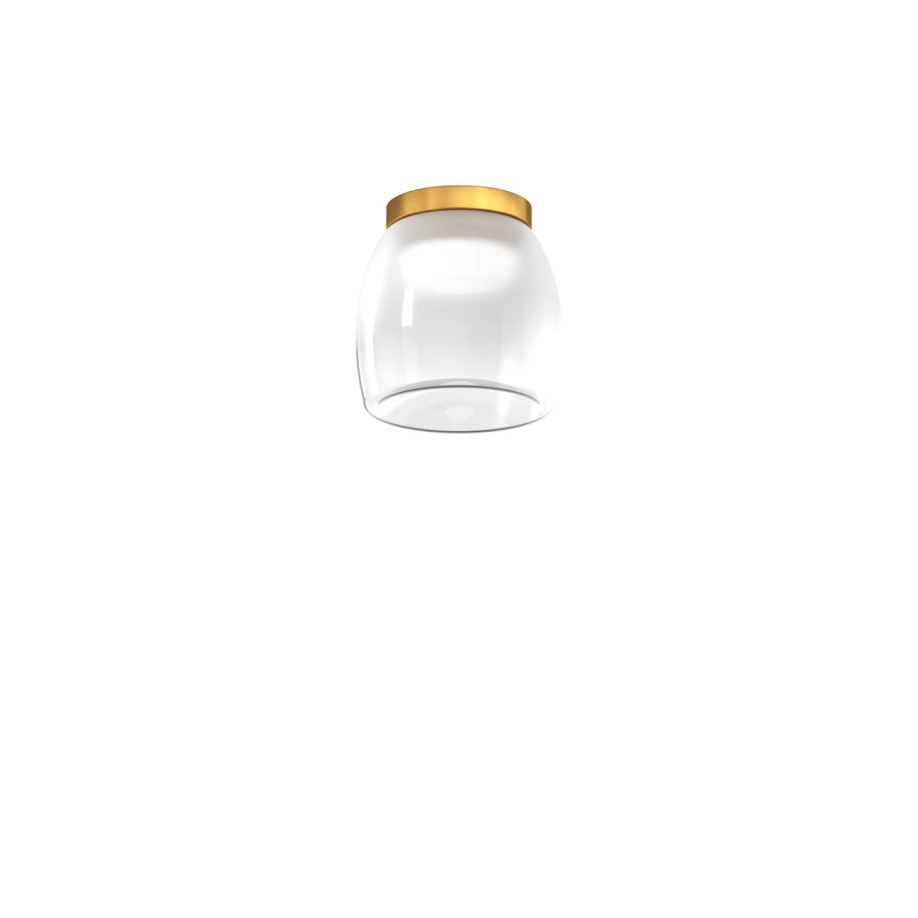 Plafoniera Contemporanea Drum Metallo Oro Vetro Bianco 1 Luce Led 8W Calda