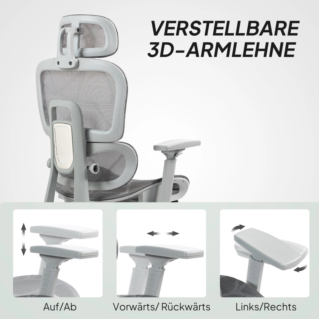 Sedia da Ufficio Ergonomic ¨C Zephmum ¨C Grigio Tessuto Rete
