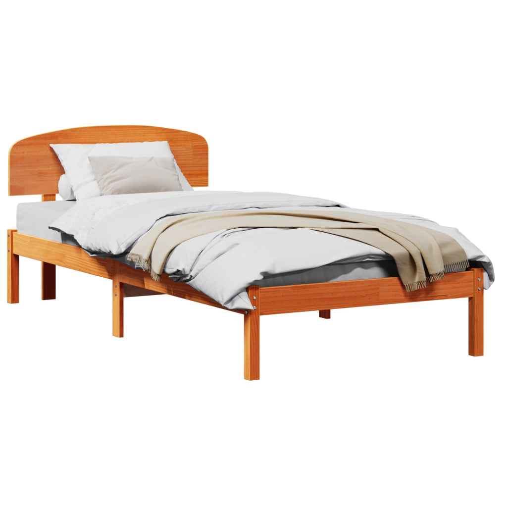 Struttura letto con testiera Marrone cerato 100x200 cm Legno massello di pino