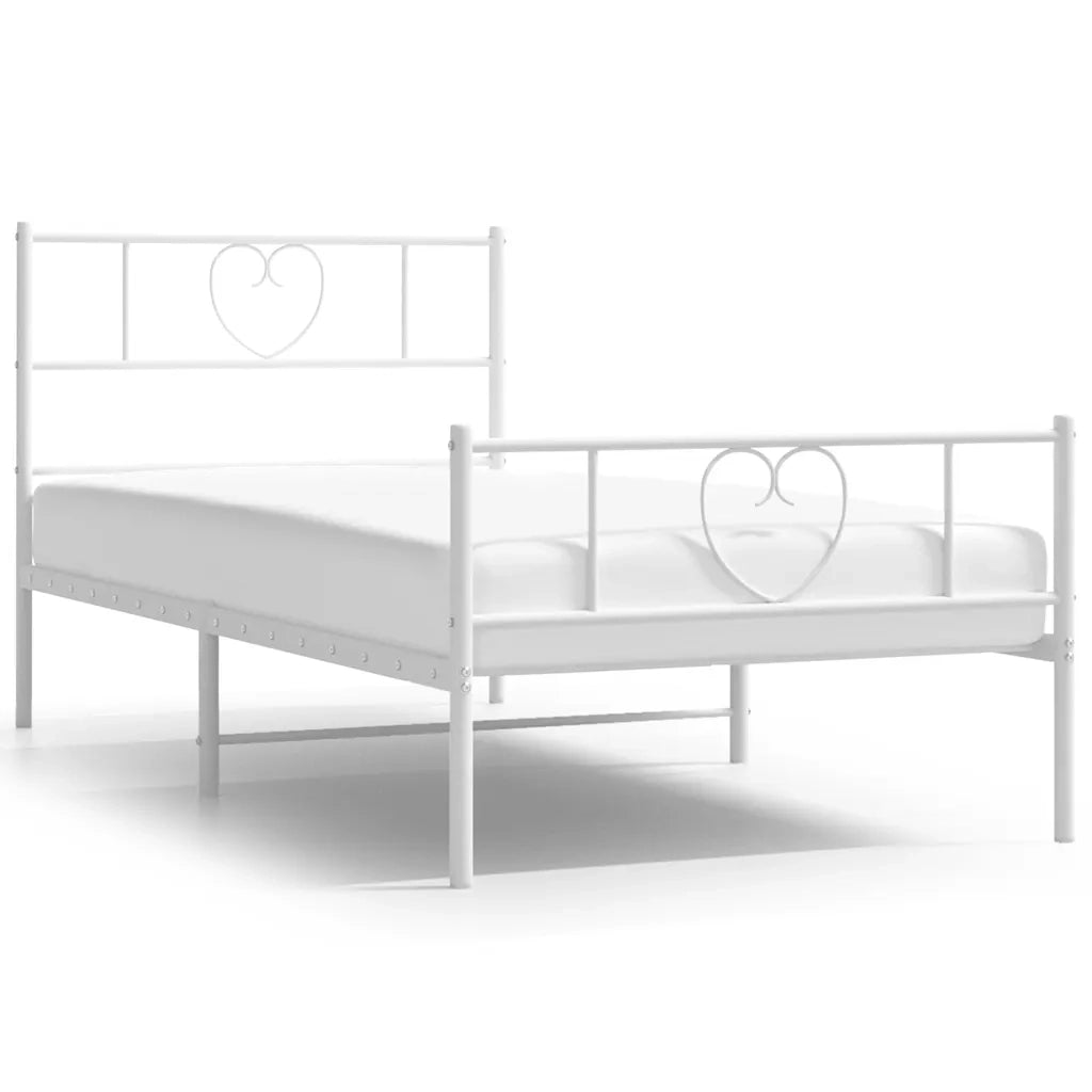 Giroletto con Testiera e Pediera Metallo Bianco 100x200 cmcod mxl 77330