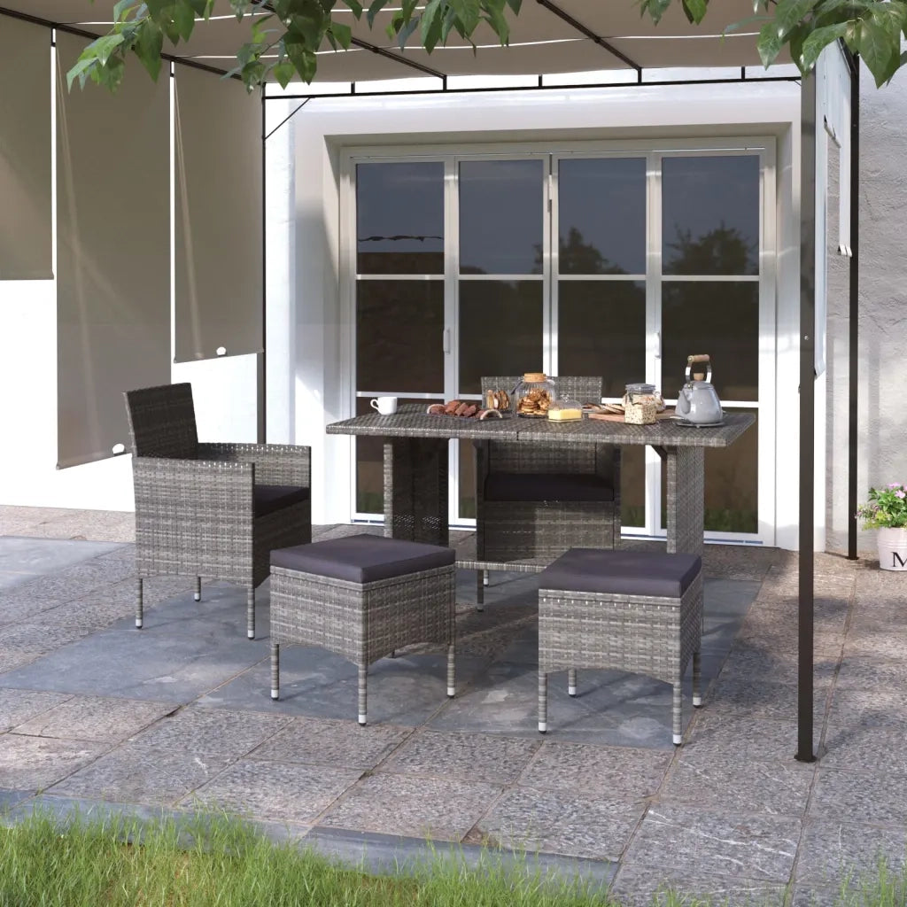 Set Sedie da Giardino con Poggiapiedi 4 pz | Sedie da Esterno in Polyrattan Grigio