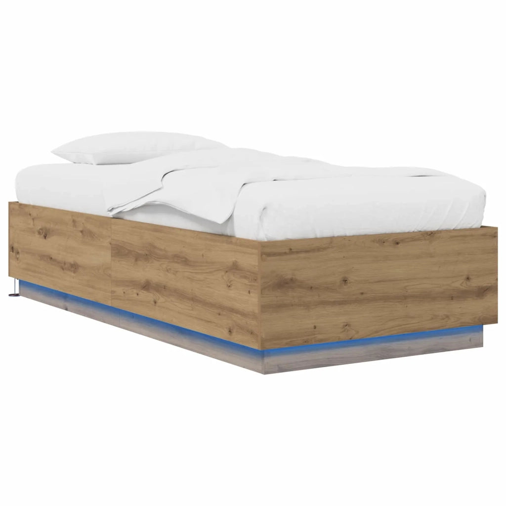 Letto con LED con strisce LED Rovere Artigianale 80 x 200 cm 3429572