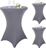 Set di 3 coprispalla per tavolo da bar, diametro 80-85 cm, elegante, rinforzo nel settore del piede, lavabile in macchina a 40 °C, coprispalla per tavoli da bar e tavoli da bistro (80 x 110 cm, grigio chiaro)