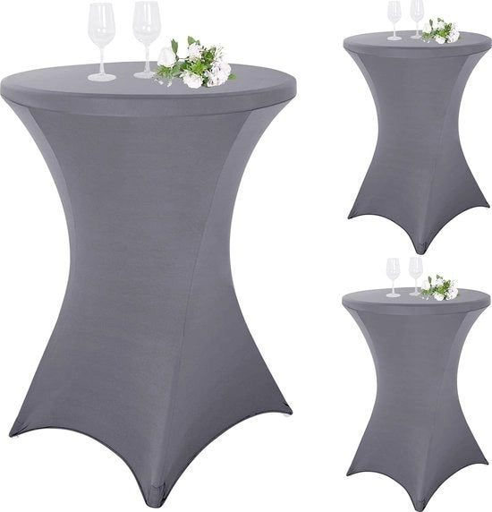 Set di 3 coprispalla per tavolo da bar, diametro 80-85 cm, elegante, rinforzo nel settore del piede, lavabile in macchina a 40 °C, coprispalla per tavoli da bar e tavoli da bistro (80 x 110 cm, grigio chiaro)