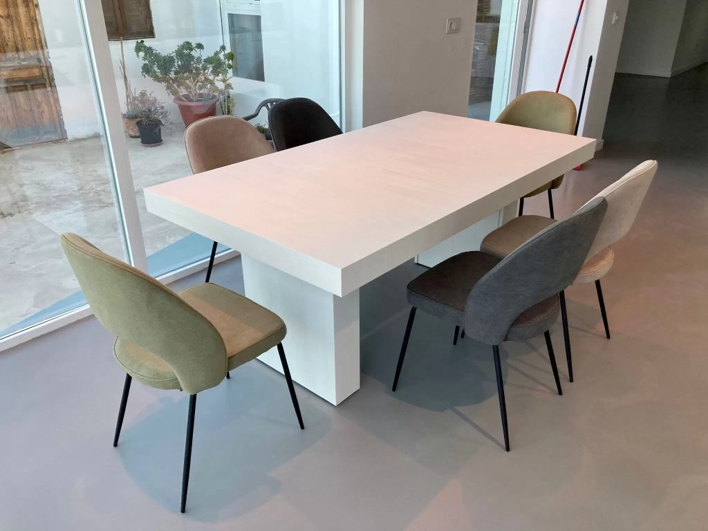 Tavolo nobilitato finitura bianco consumato l.180 p.100 h.76 aperto 480cm (1677) - Mobili 2G