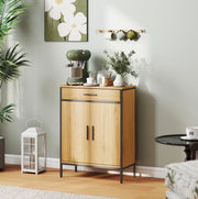 Mobile bagno con cassetto e 2 ante; ripiano regolabile; MDF e acciaio; rovere