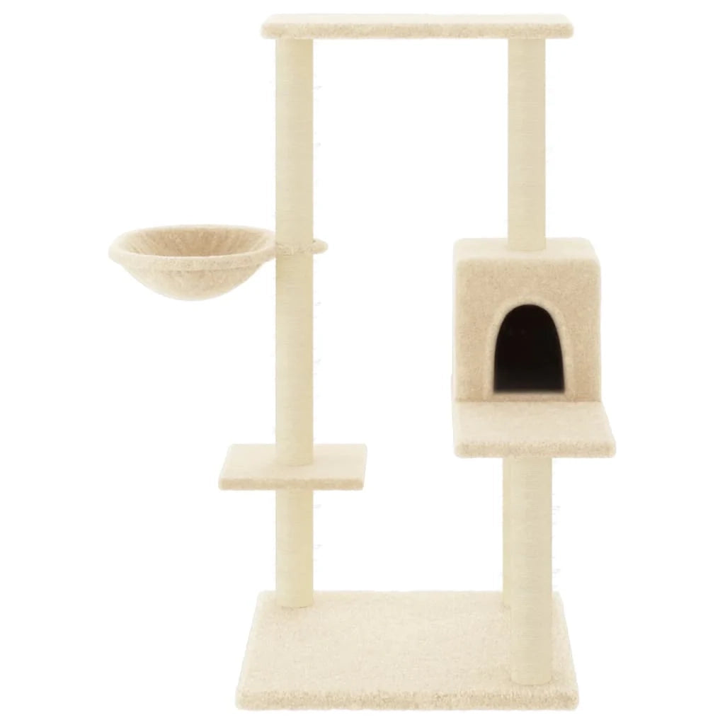 Tiragraffi per gatti torre per arrampicata giocattolo piattaforma per arrampicata con tiragraffi in sisal 95 cm crema 02_0022535