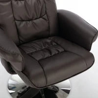Poltrona massaggiante a 5 punti e riscaldante, girevole a 360°, rivestita in pelle PU, 79x79x106 cm, Marrone