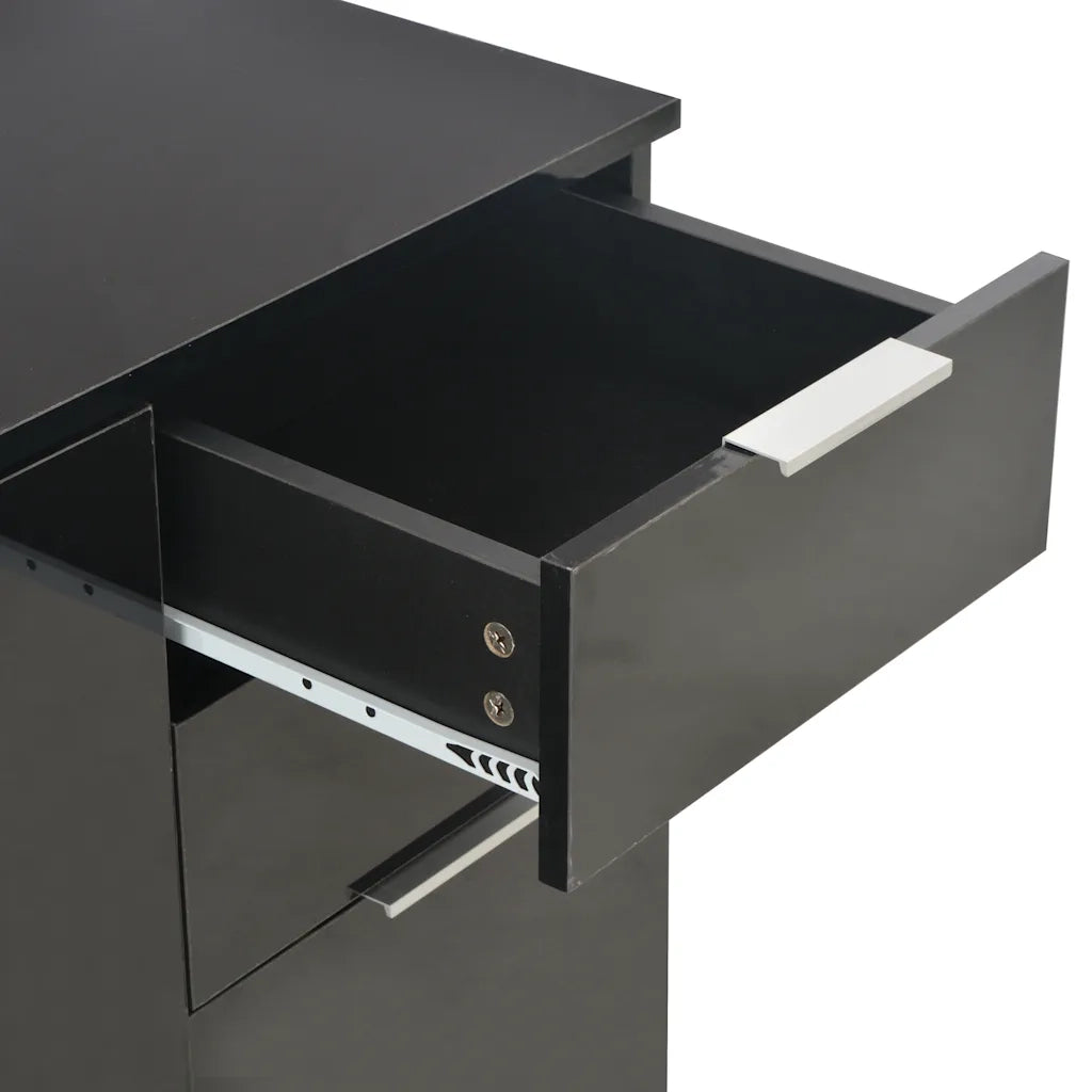 Credenza con Finitura-Buffet-Armadio da cucina Lucida Nera 71x35x80 cm in Truciolato