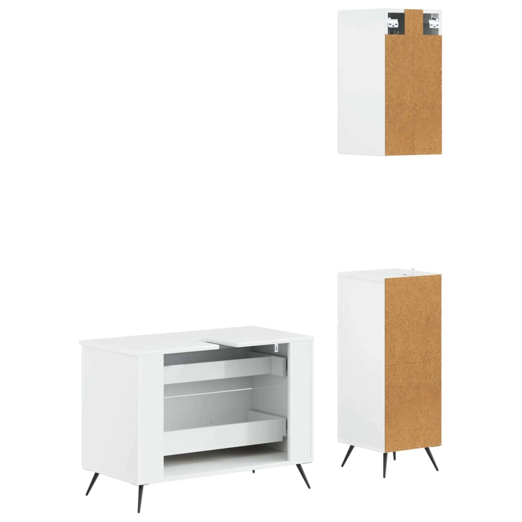 Set di armadietti da bagno in 3 pezzi BREDA Bianco Lucido 3417805