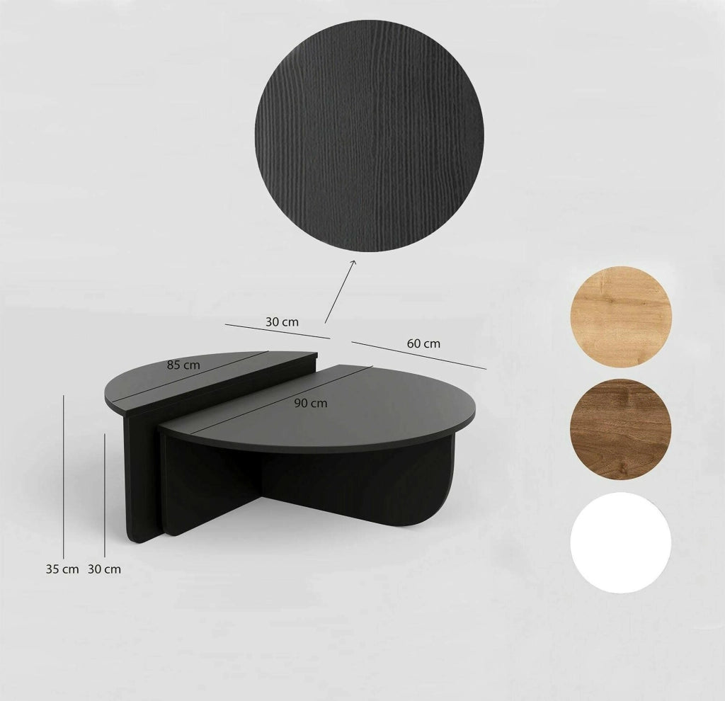 Tavolino da salotto Azim, Tavolo basso da caffè, Portariviste per divano, Ripiano da soggiorno, 90x90h35 cm, Nero