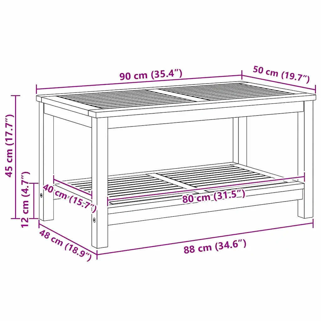 Tavolo laterale Olio Naturale 90 x 50 x 45 cm 4108104