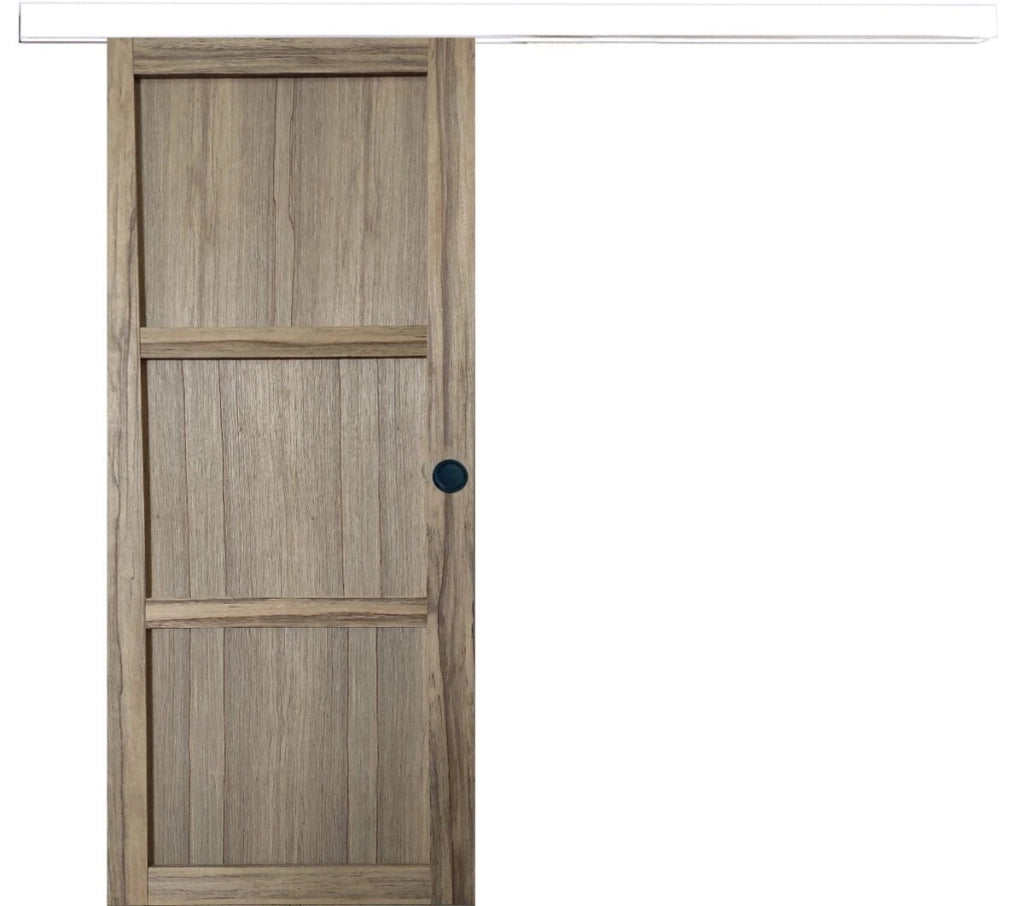 Porta Scorrevole Frake 3 Ante H204 x L83 + binario alluminio bianco e 2 gusci neri senza maniglia